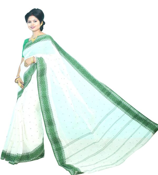 Bharatiya Women’s Navratri, Dussehra & Durga Puja Special – Latest Bengal Handloom (বাংলা তাঁত) Pure Cotton Saree/Sari with Embroidery | No Print, No Colour Bleeding | Vol. 12