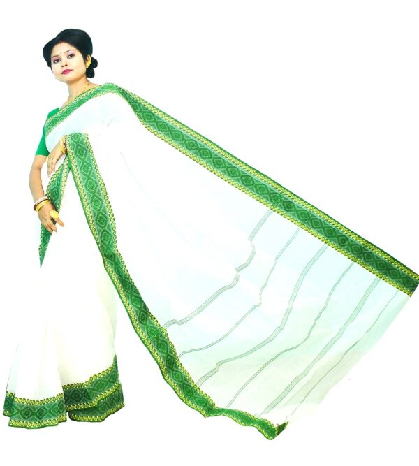 Bharatiya Women’s Navratri, Dussehra & Durga Puja Special – Latest Bengal Handloom (বাংলা তাঁত) Pure Cotton Saree/Sari with Embroidery | No Print, No Colour Bleeding | Vol. 13