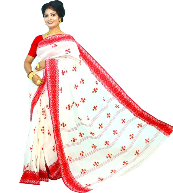 Bharatiya Women’s Navratri, Dussehra & Durga Puja Special – Latest Bengal Handloom (বাংলা তাঁত) Pure Cotton Saree/Sari with Embroidery | No Print, No Colour Bleeding | Vol. 3