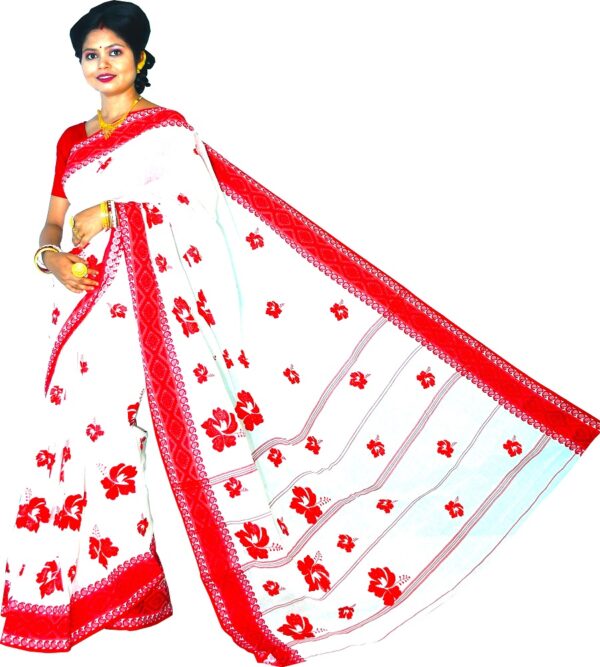 Bharatiya Women’s Navratri, Dussehra & Durga Puja Special – Latest Bengal Handloom (বাংলা তাঁত) Pure Cotton Saree/Sari with Embroidery | No Print, No Colour Bleeding | Vol. 4