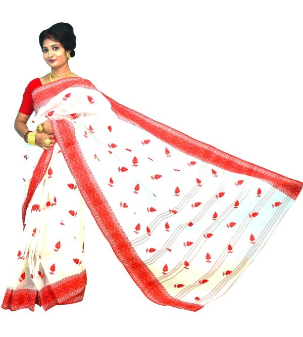 Bharatiya Women’s Navratri, Dussehra & Durga Puja Special – Latest Bengal Handloom (বাংলা তাঁত) Pure Cotton Saree/Sari with Embroidery | No Print, No Colour Bleeding | Vol. 5