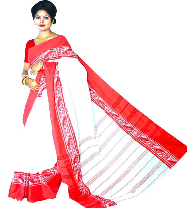 Bharatiya Women’s Navratri, Dussehra & Durga Puja Special – Latest Bengal Handloom (বাংলা হ্যান্ডলুম) Pure Cotton Saree/Sari with Embroidery | No Print, No Color Bleeding | Vol. 8