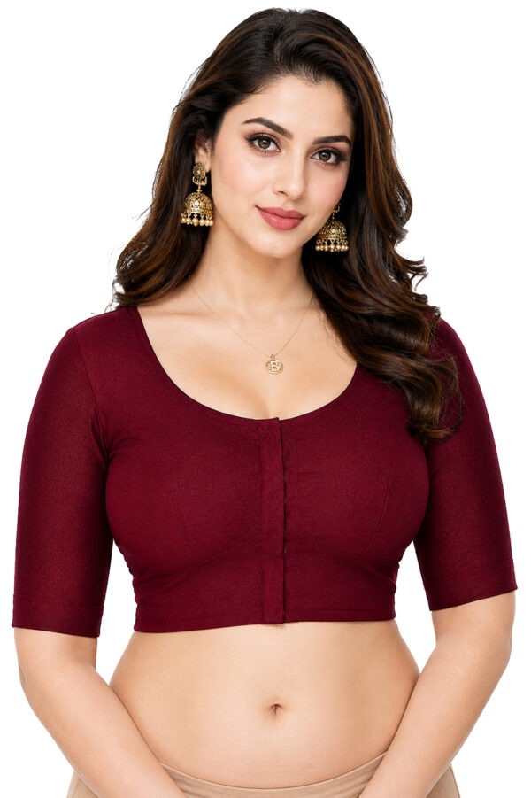 Elbow Sleeve Indian Style Blouse Bharatiya™ Premium Cotton (Size 34 to 56) | Maroon