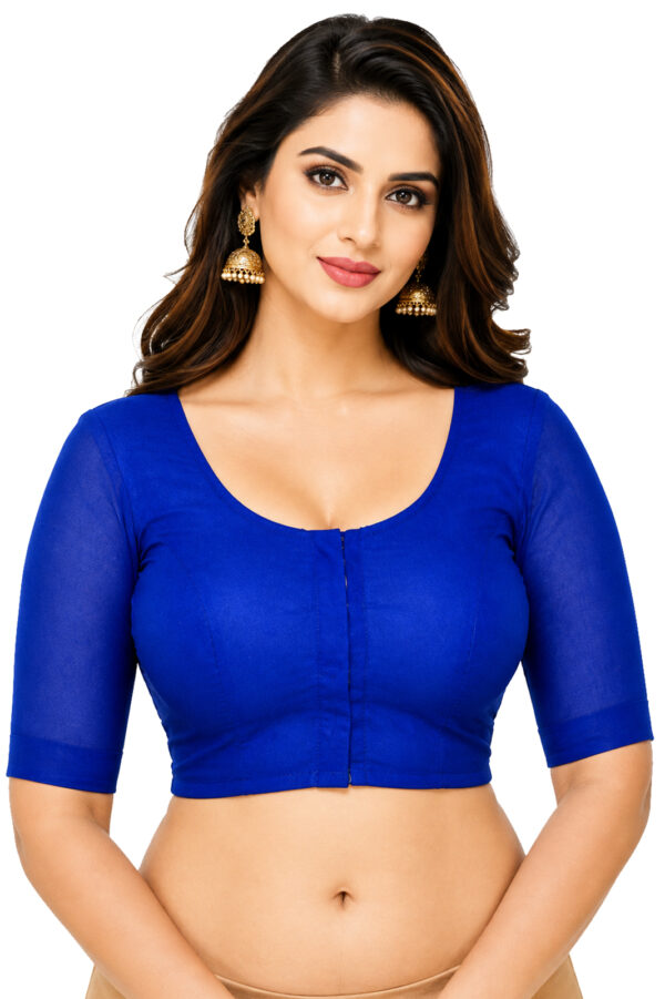 Elbow Sleeve Indian Style Blouse Bharatiya™ Premium Cotton (Size 34 to 56) | Royal Blue