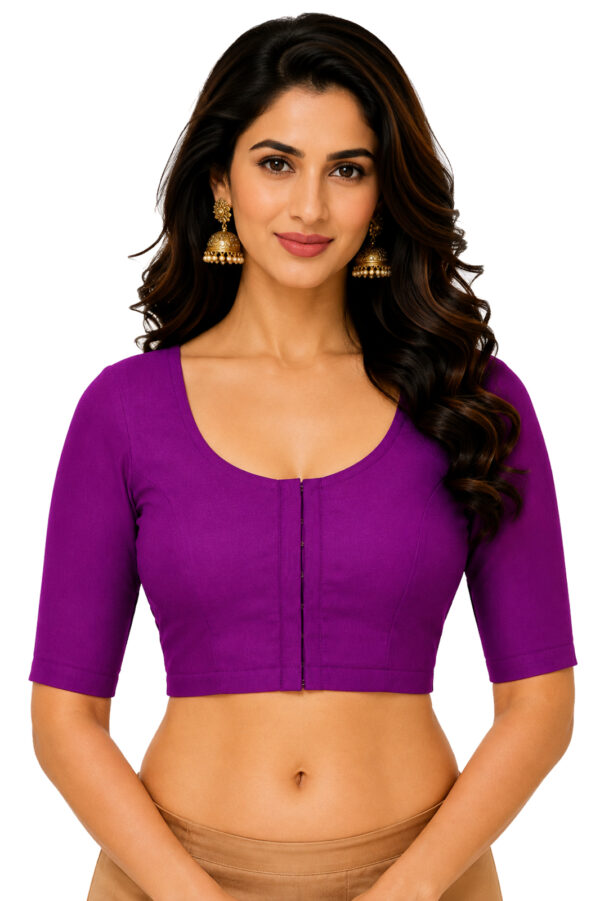 Elbow Sleeve Indian Style Blouse Bharatiya™ Premium Cotton (Size 34 to 56) | Wine