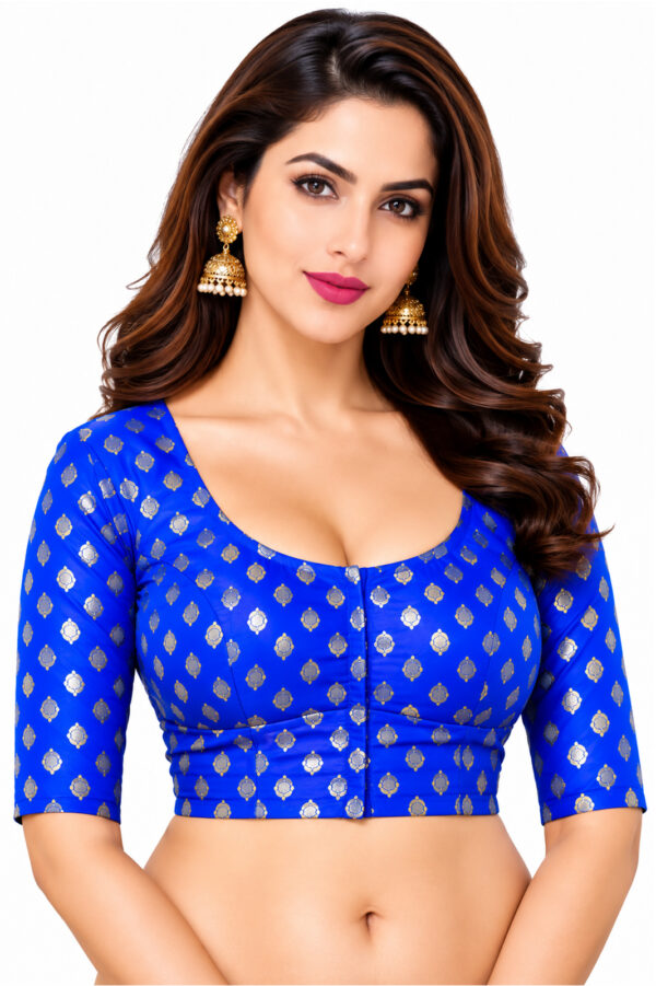 Elbow Sleeve Cotton Brocade Bharatiya™ Premium Cotton (Size 34 to 56) | Royal Blue